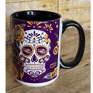 LSU "GEAUX TIGERS" JAVA DIA DE LOS MUERTOS CERAMIC LSU THEMED COFFEE MUG 15OZ